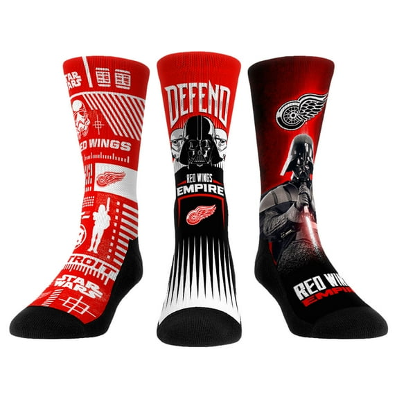 Unisex Rock Em Socks Darth Vader & Stormtrooper Detroit Red Wings Star Wars Three-Pack Crew Socks Set