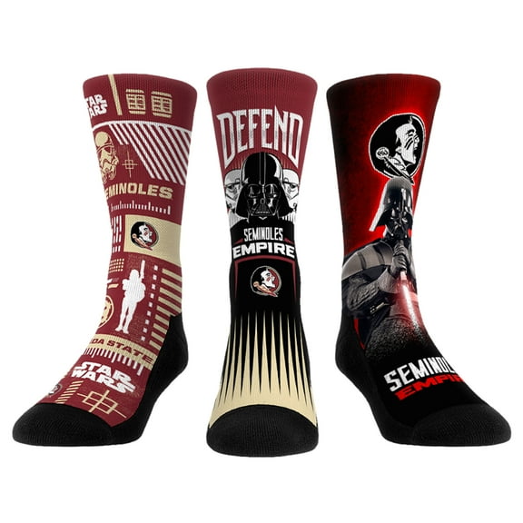 Unisex Rock Em Socks Darth Vader & Stormtrooper Florida State Seminoles Star Wars Three-Pack Crew Socks Set