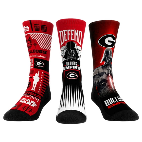 Unisex Rock Em Socks Darth Vader & Stormtrooper Georgia Bulldogs Star Wars Three-Pack Crew Socks Set