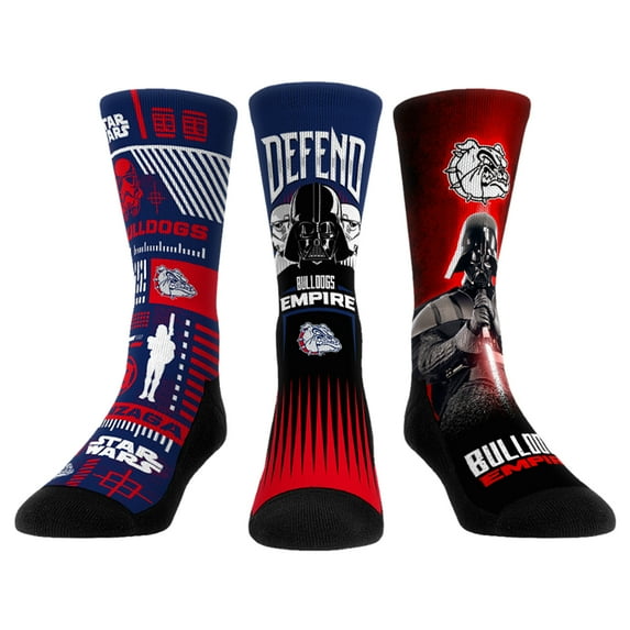 Unisex Rock Em Socks Darth Vader & Stormtrooper Gonzaga Bulldogs Star Wars Three-Pack Crew Socks Set