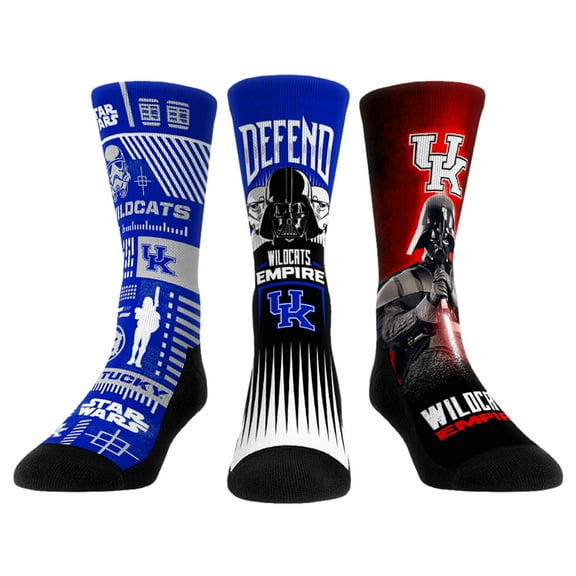 Unisex Rock Em Socks Darth Vader & Stormtrooper Kentucky Wildcats Star Wars Three-Pack Crew Socks Set