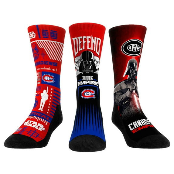 Unisex Rock Em Socks Darth Vader & Stormtrooper Montreal Canadiens Star Wars Three-Pack Crew Socks Set