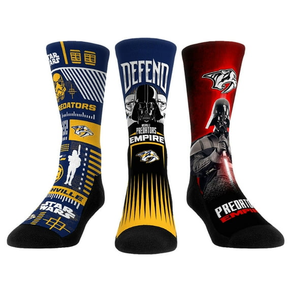 Unisex Rock Em Socks Darth Vader & Stormtrooper Nashville Predators Star Wars Three-Pack Crew Socks Set