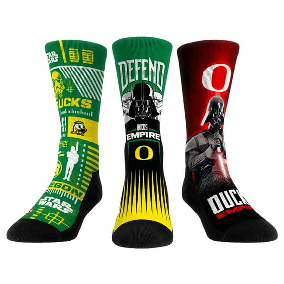 Unisex Rock Em Socks Darth Vader & Stormtrooper Oregon Ducks Star Wars Three-Pack Crew Socks Set