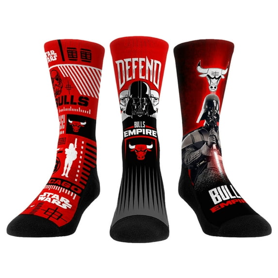 Unisex Rock Em Socks Darth Vader & Stormtrooper Red Chicago Bulls Three-Pack Star Wars Crew Socks Set