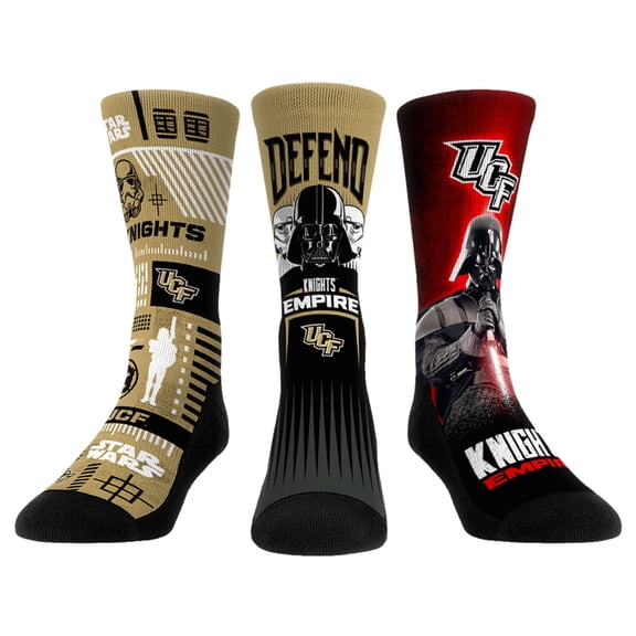 Unisex Rock Em Socks Darth Vader & Stormtrooper UCF Knights Star Wars Three-Pack Crew Socks Set