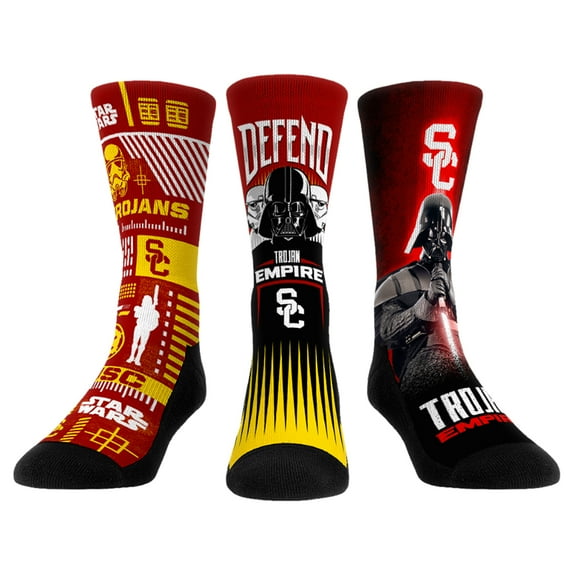 Unisex Rock Em Socks Darth Vader & Stormtrooper USC Trojans Star Wars Three-Pack Crew Socks Set