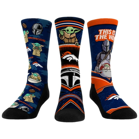Unisex Rock Em Socks Denver Broncos 3-Pack Mandalorian Crew Socks