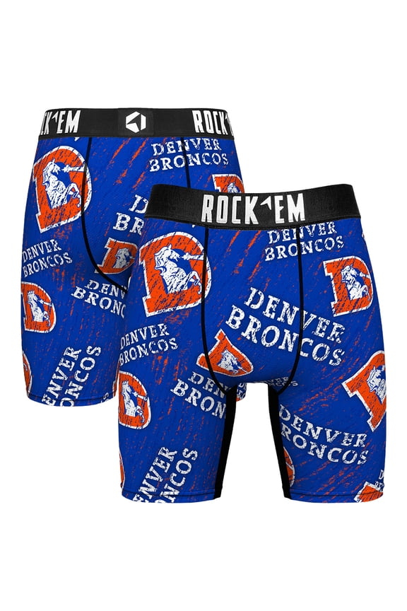 Unisex Rock Em Socks Denver Broncos Throwback Logo Allover Boxer Briefs