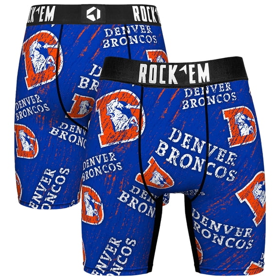 Unisex Rock Em Orange Denver Broncos Throwback Logo Allover Boxer Briefs