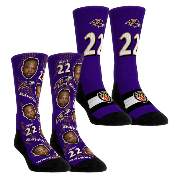 Unisex Rock Em Socks Derrick Henry Baltimore Ravens Player Football Guy Two-Pack Crew Sock Set
