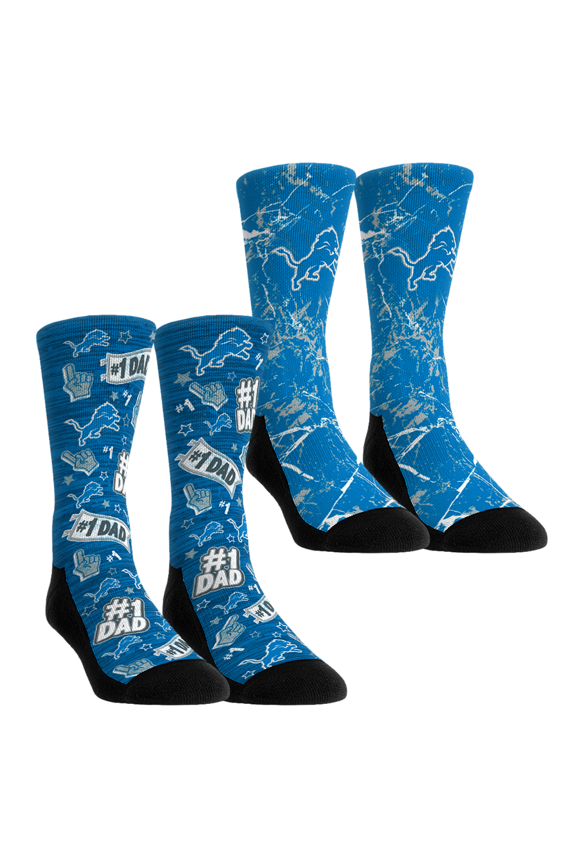 Unisex Rock Em Socks Detroit Lions Number 1 Dad 2-Pack Crew Socks