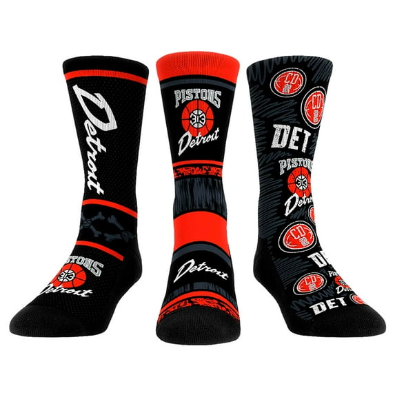 Unisex Rock Em Socks Detroit Pistons 2023/24 City Edition Three-Pack Crew Socks Set