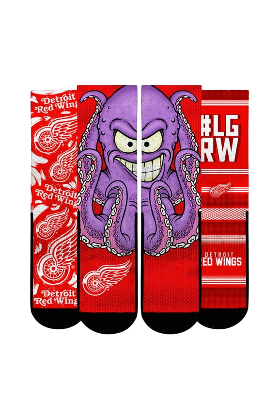 Unisex Rock Em Socks Detroit Red Wings Fan Favorites Three-Pack Crew Socks Set