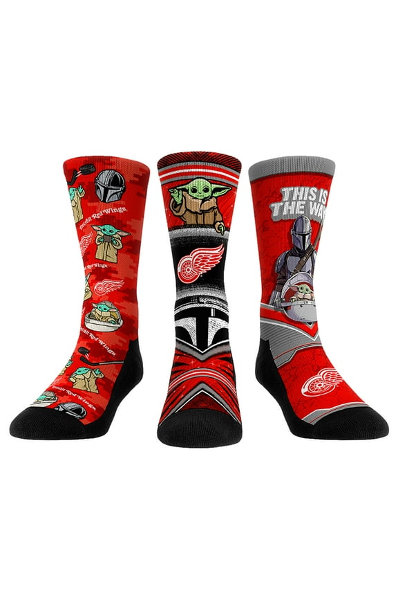 Unisex Rock Em Socks Detroit Red Wings The Mandalorian 3-Pack Crew Socks