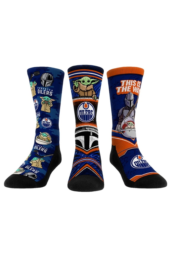 Unisex Rock Em Socks Edmonton Oilers The Mandalorian 3-Pack Crew Socks