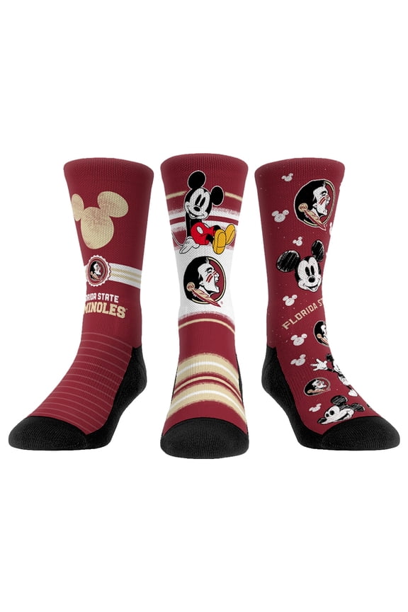Unisex Rock Em Socks Florida State Seminoles Disney Three-Pack Crew Socks