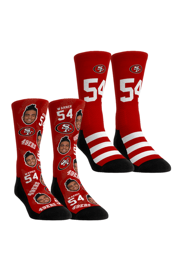 Unisex Rock Em Socks Fred Warner San Francisco 49ers Player Football Guy Two-Pack Crew Sock Set