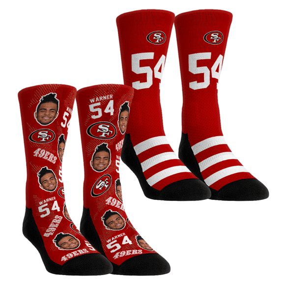 Unisex Rock Em Fred Warner San Francisco 49ers Player Football Guy Two-Pack Crew Sock Set