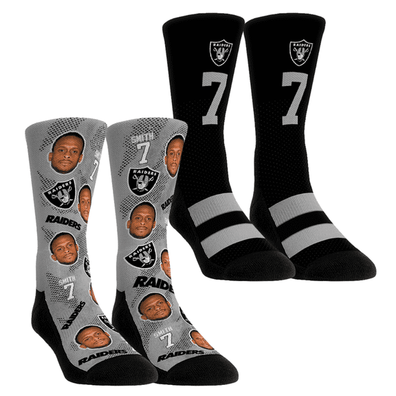 Unisex Rock Em Socks Geno Smith Las Vegas Raiders Player Football Guy Two-Pack Crew Sock Set