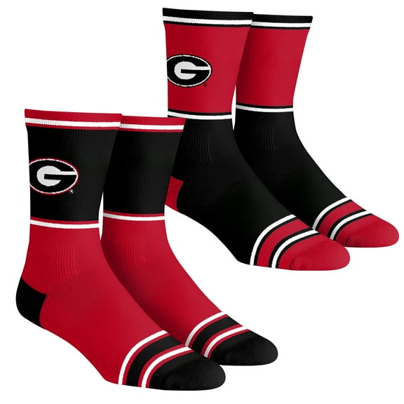 Unisex Rock Em Socks  Georgia Bulldogs 2-Pack Color Block Crew Socks Set