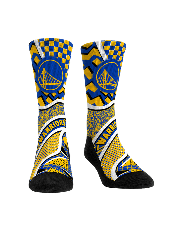 Unisex Rock Em Yellow Golden State Warriors Ball Pattern Crew Socks
