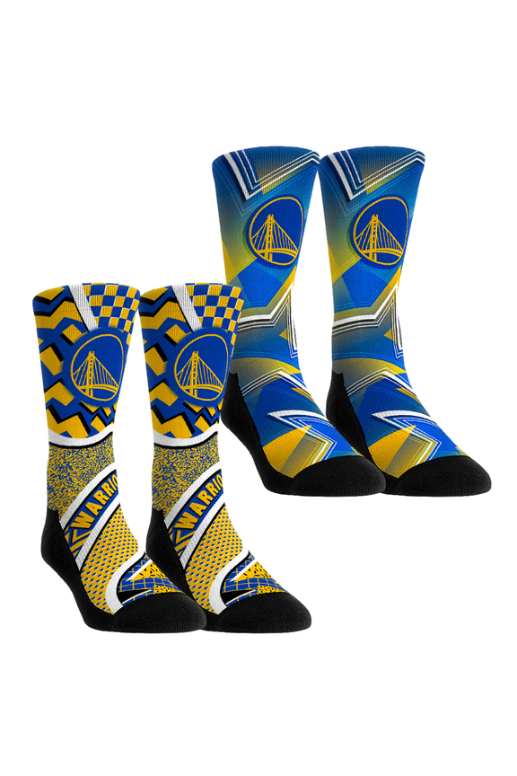 Unisex Rock Em Socks Golden State Warriors NBA Hoops Two-Pack Crew Socks Set