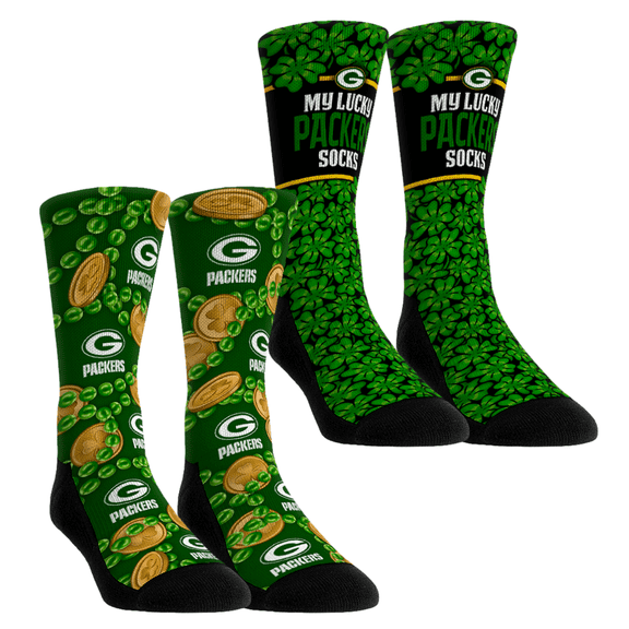 Unisex Rock Em Socks Green Bay Packers St. Patrick's Day Two-Pack Crew Socks Set