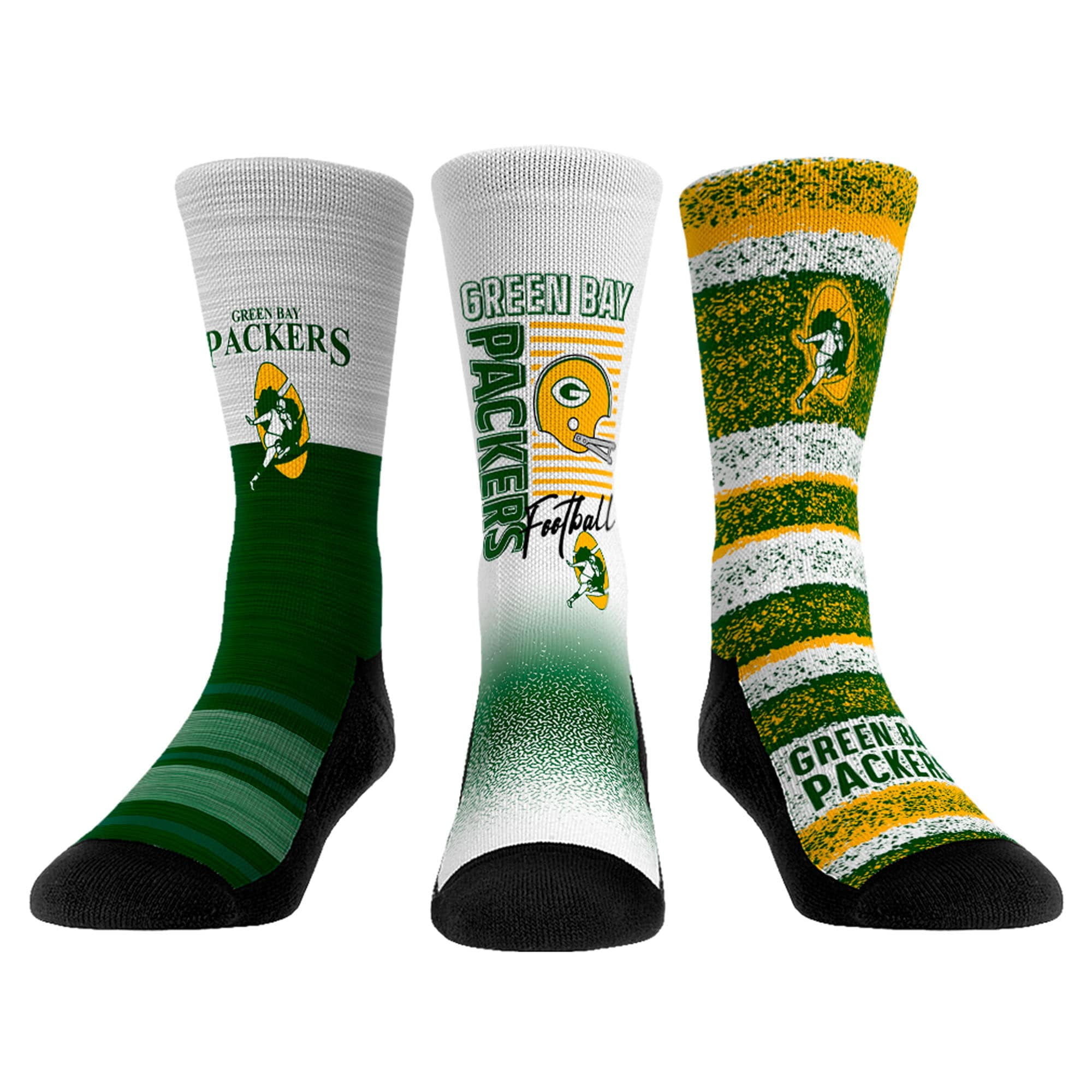 Unisex Rock Em Socks Green Bay Packers Throwback Three-Pack Crew Sock Set -  Walmart.com