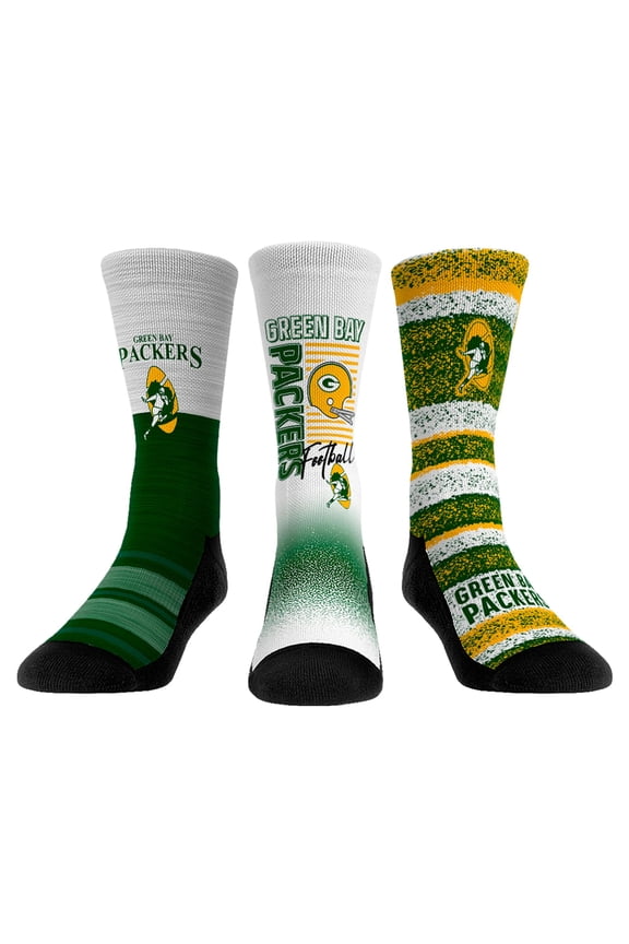 Unisex Rock Em Socks Green Bay Packers Throwback Three-Pack Crew Sock Set