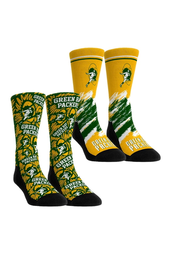 Unisex Rock Em Socks Green Bay Packers Throwback Two-Pack Crew Socks Set