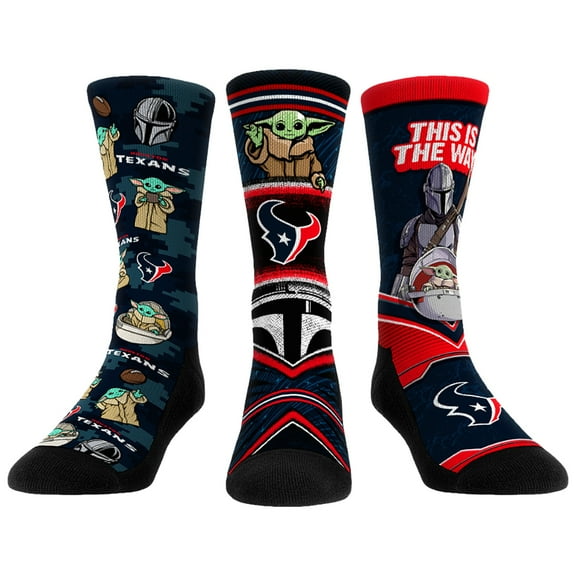 Unisex Rock Em Socks Houston Texans 3-Pack Mandalorian Crew Socks