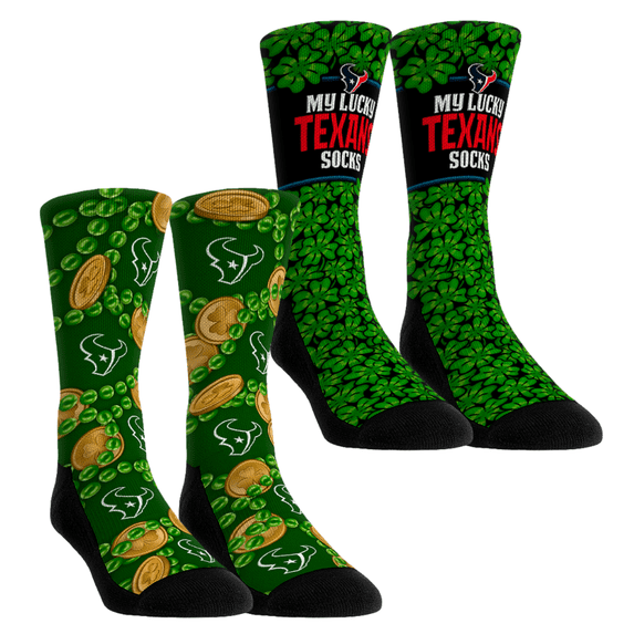Unisex Rock Em Socks Houston Texans St. Patrick's Day Two-Pack Crew Socks Set