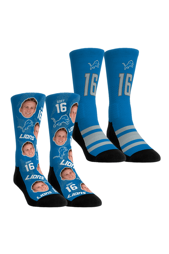 Unisex Rock Em Socks Jared Goff Detroit Lions Player Football Guy Two-Pack Crew Sock Set