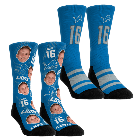 Unisex Rock Em Socks Jared Goff Detroit Lions Player Football Guy Two-Pack Crew Sock Set