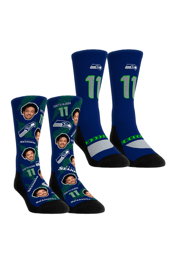 Unisex Rock Em Socks Jaxon Smith-Njigba Seattle Seahawks Player Football Guy Two-Pack Crew Sock Set