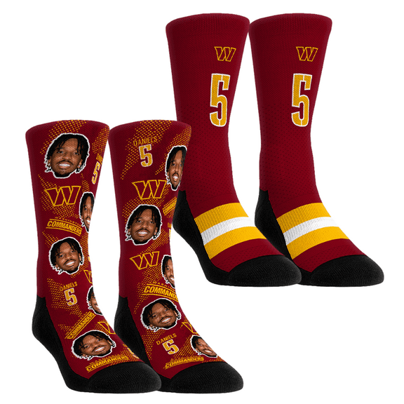 Unisex Rock Em Socks Jayden Daniels Washington Commanders Player Football Guy Two-Pack Crew Sock Set