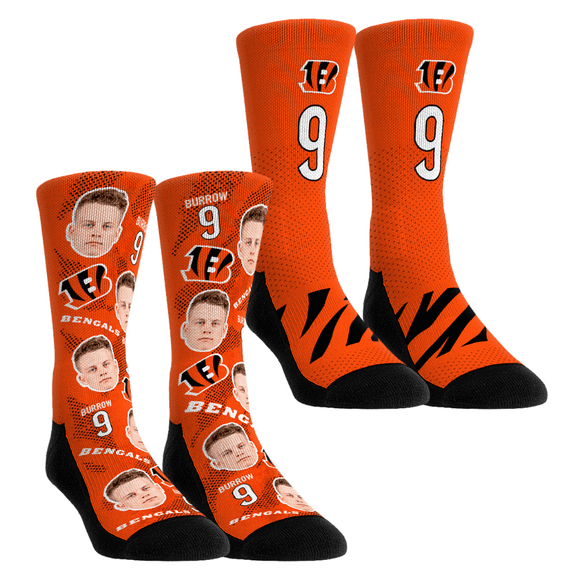 Unisex Rock Em Socks Joe Burrow Cincinnati Bengals Player Football Guy Two-Pack Crew Sock Set