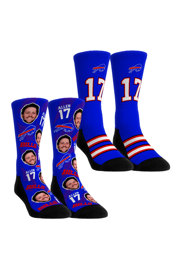 Unisex Rock Em Socks Josh Allen Buffalo Bills Player Football Guy Two-Pack Crew Sock Set