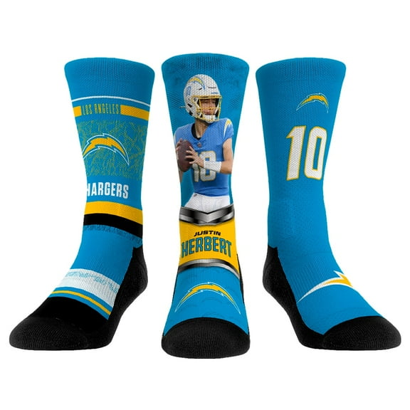 Unisex Rock Em Socks Justin Herbert Los Angeles Chargers 3-Pack Crew Socks Set