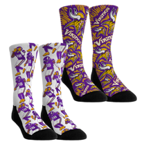 Unisex Rock Em Socks Justin Jefferson Minnesota Vikings 2-Pack Griddy Crew Socks Set