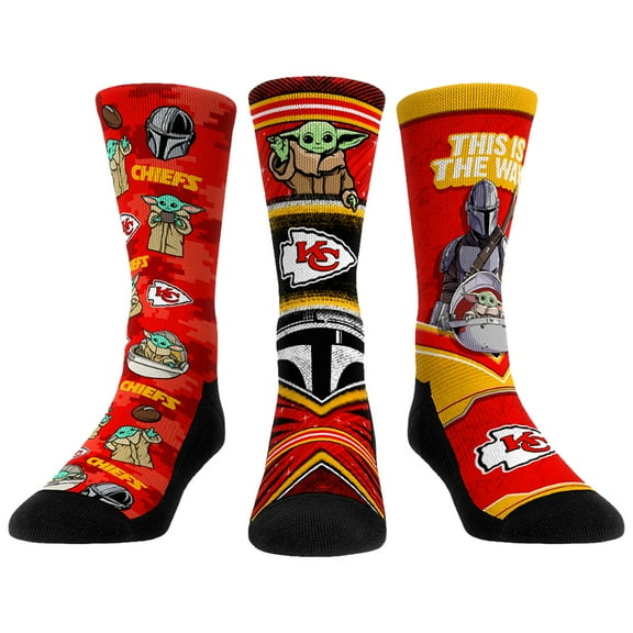 Unisex Rock Em Socks Kansas City Chiefs 3-Pack Mandalorian Crew Socks