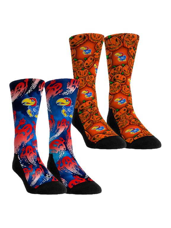 Unisex Rock Em Orange Kansas Jayhawks Halloween Crew Socks 2-Pack Set