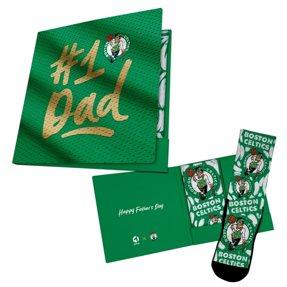 Unisex Rock Em Socks  Kelly Green Boston Celtics #1 Dad Gift Card Socks