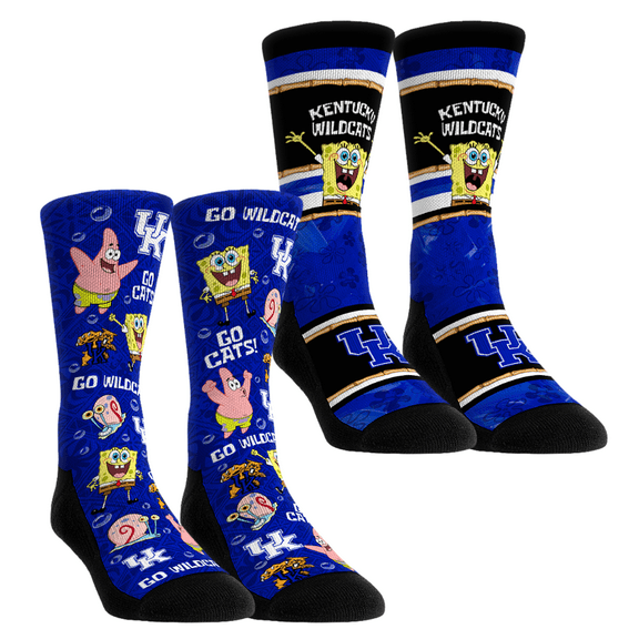 Unisex Rock Em Socks Kentucky Wildcats SpongeBob SquarePants Two-Pack Crew Socks Set