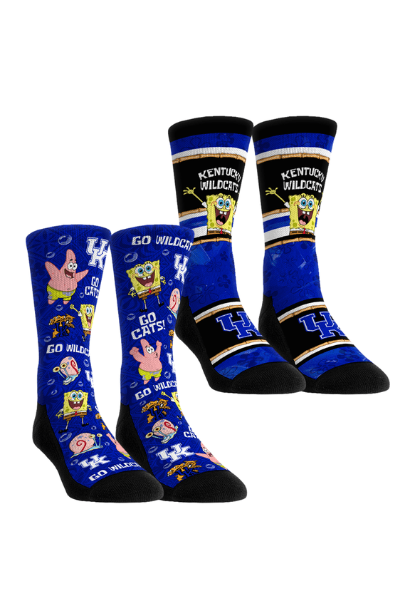 Unisex Rock Em Socks Kentucky Wildcats SpongeBob SquarePants Two-Pack Crew Socks Set