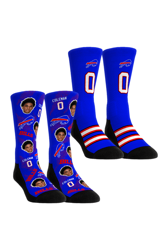 Unisex Rock Em Socks Keon Coleman Buffalo Bills Player Football Guy Two-Pack Crew Sock Set