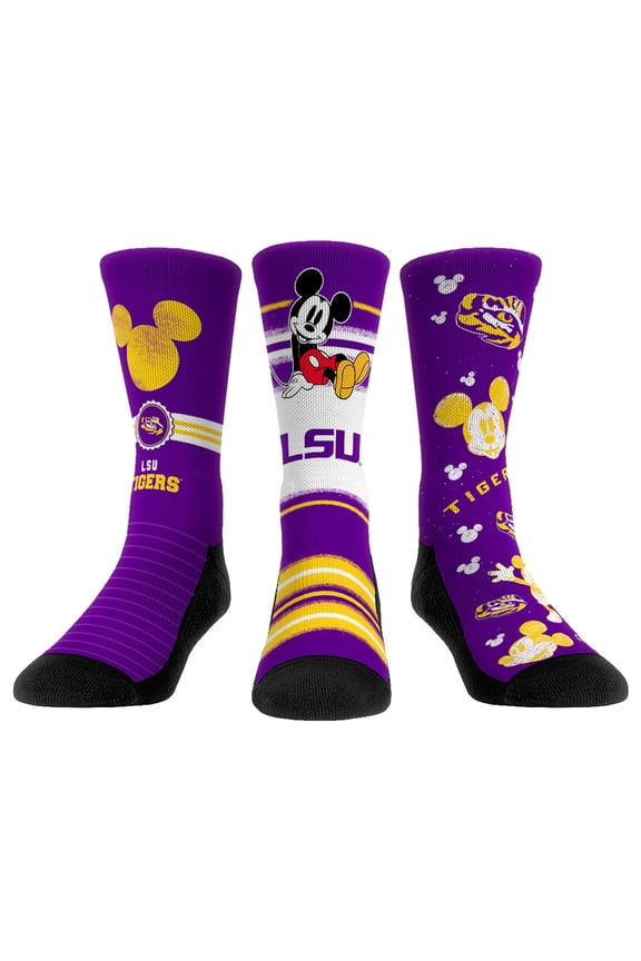Unisex Rock Em Socks LSU Tigers Disney Three-Pack Crew Socks