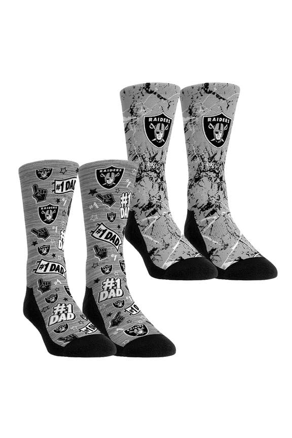 Unisex Rock Em Socks Las Vegas Raiders Number 1 Dad 2-Pack Crew Socks