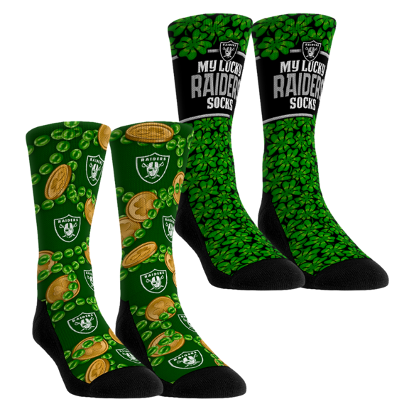 Unisex Rock Em Socks Las Vegas Raiders St. Patrick's Day Two-Pack Crew Socks Set